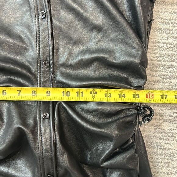 NWT Jonathan SIMKHAI Standard Hearst Faux Leather Midi Shirt Dress Black Size 8 - Picture 13 of 16